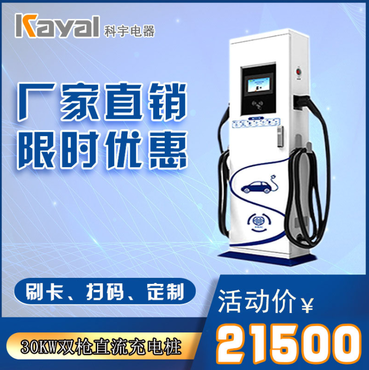 30KW电动汽车双枪直流充电桩 户外立式扫码智能充电桩